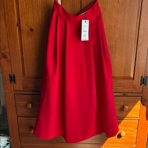 NWT Red A-Line Midi Skirt - Zara size XS